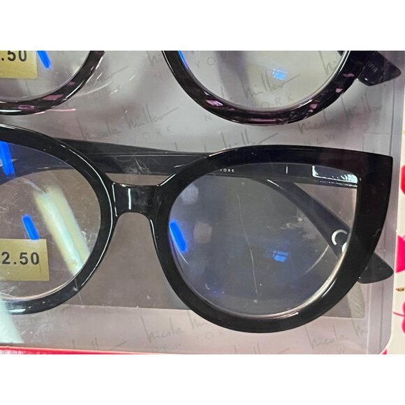 Nicole Miller Reading Glasses Blue Light 2 Pair +2.50 Black Tortoise - Picture 8 of 15